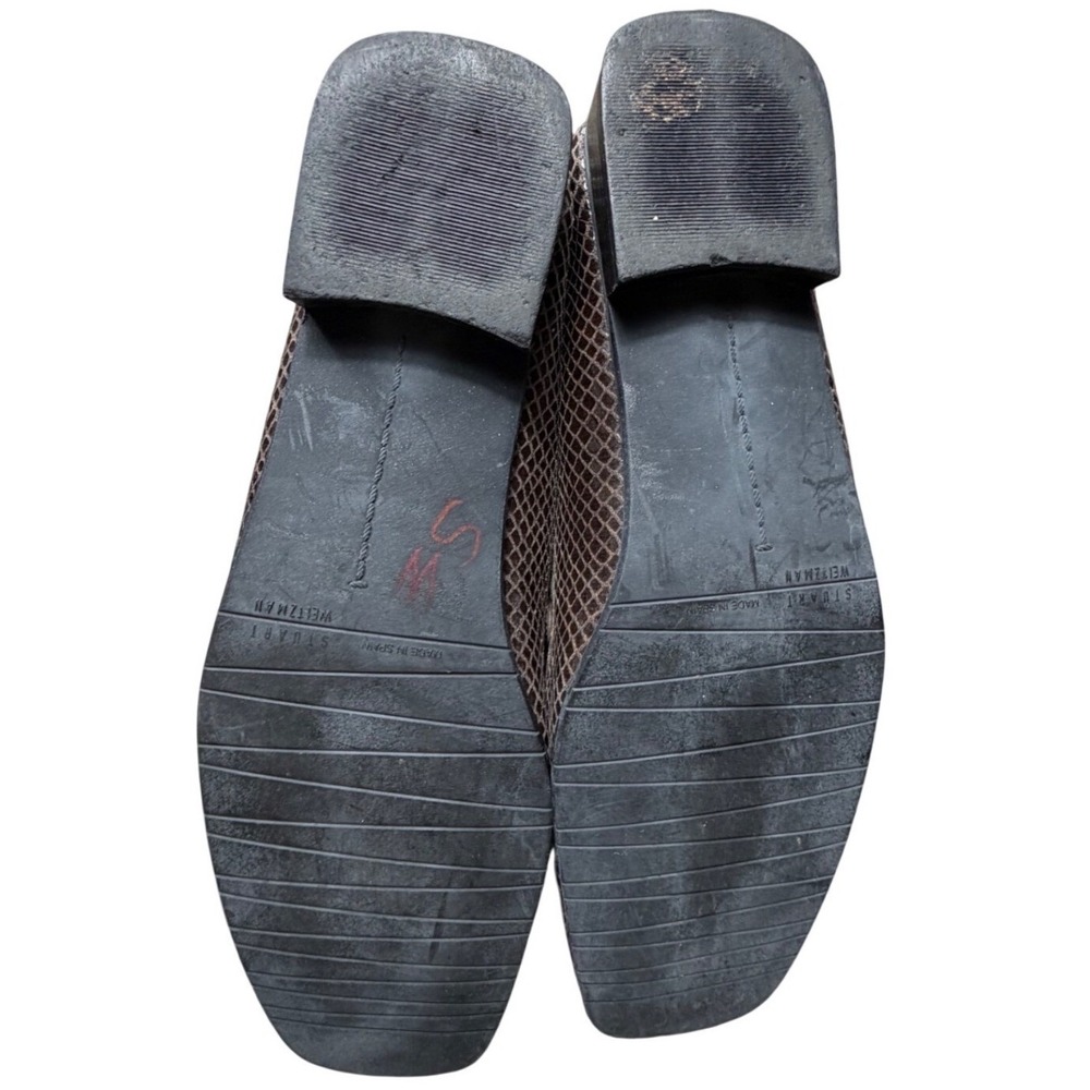 Stuart Weitzman Snakeskin Leather Bit Loafers Brown Slip On Womens Size 9 - Picture 6 of 9